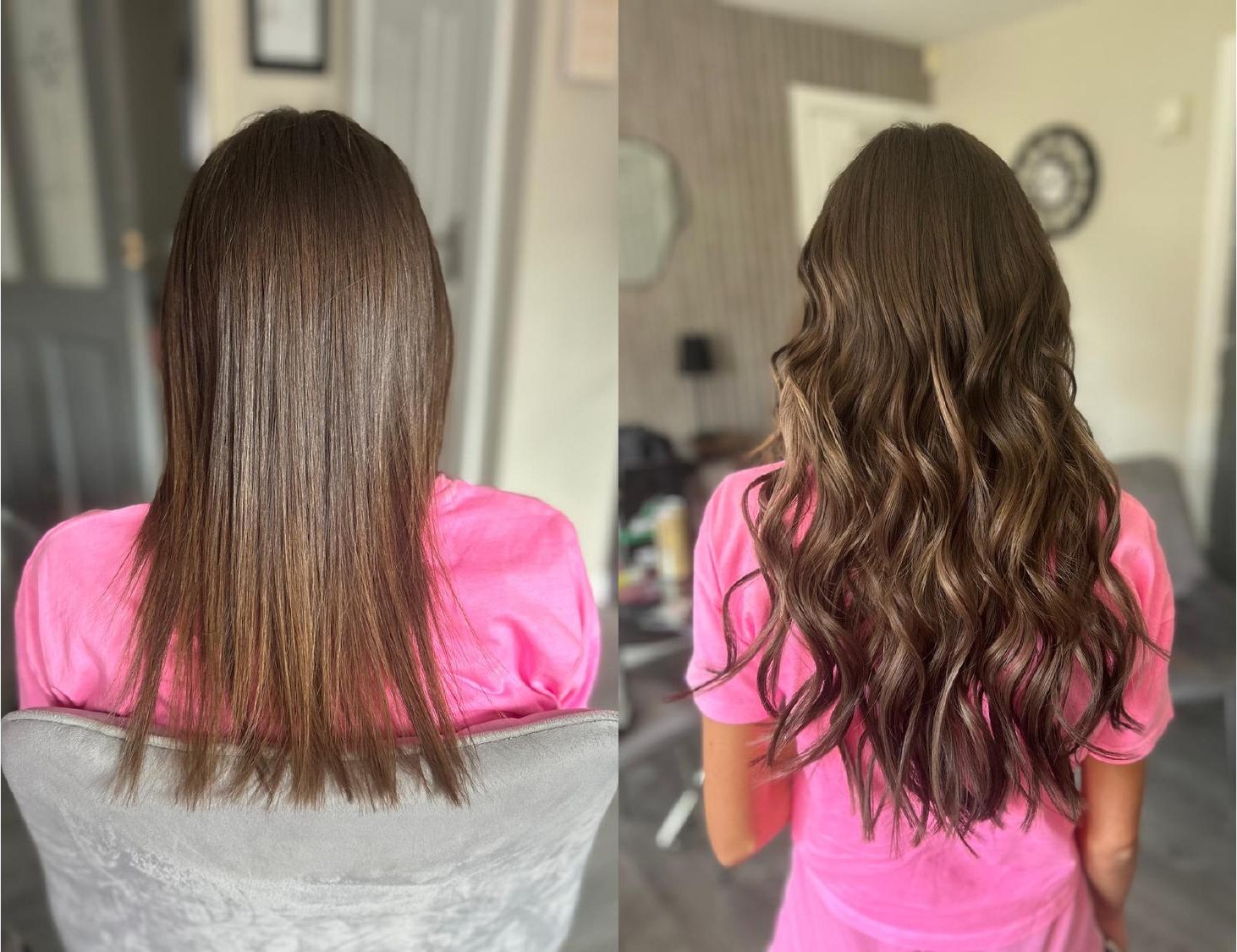 Tape hair extensions before and after