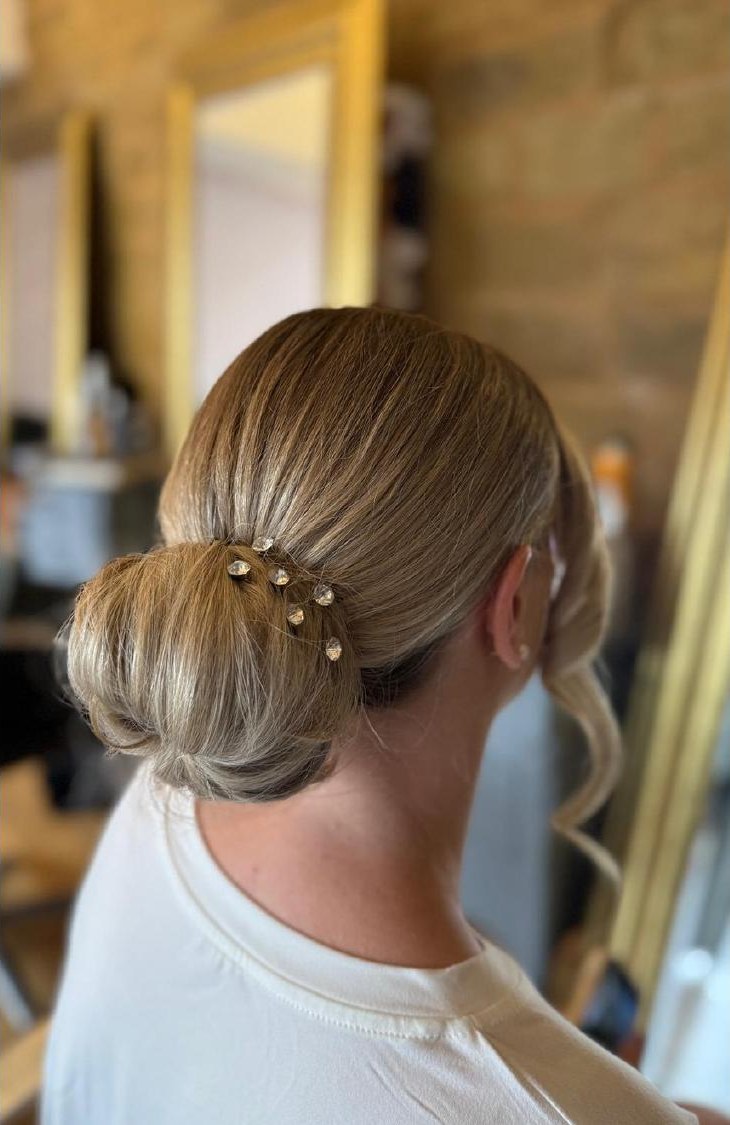 Elegant bridal low bun